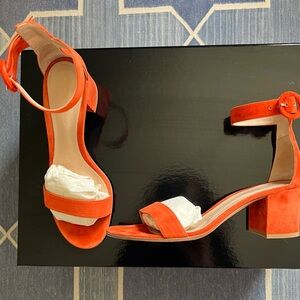 GIANVITO ROSSI VERSILIA 60 California Orange Suede Block Heel Sandal! Size 10
